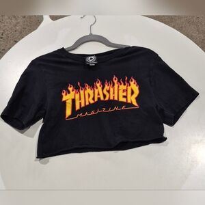 Thrasher Crop Top with Fiery Logo